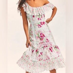 LoveShackFancy Faustine Dress Garden Glow Pink Size 12